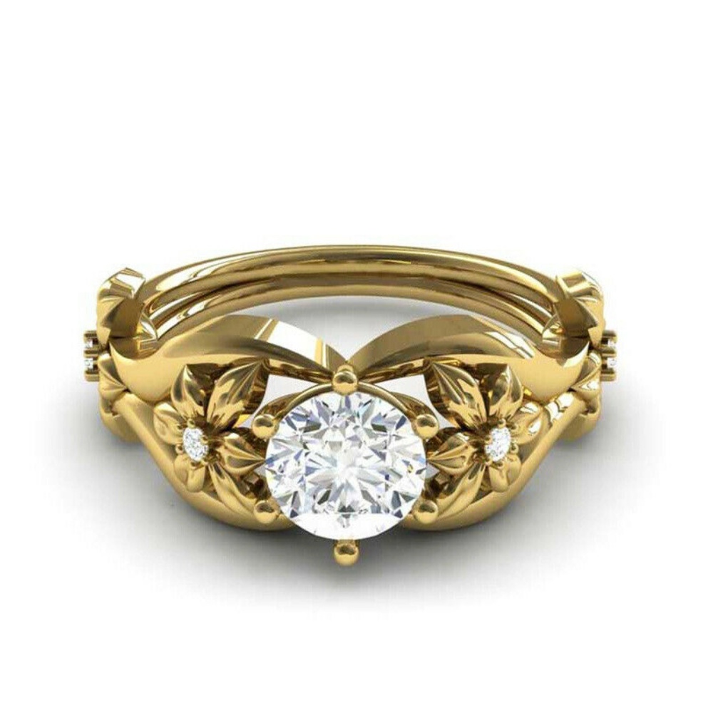 Elegant 18k Yellow Gold Plated White Sapphire Ring - Picture 3 of 4